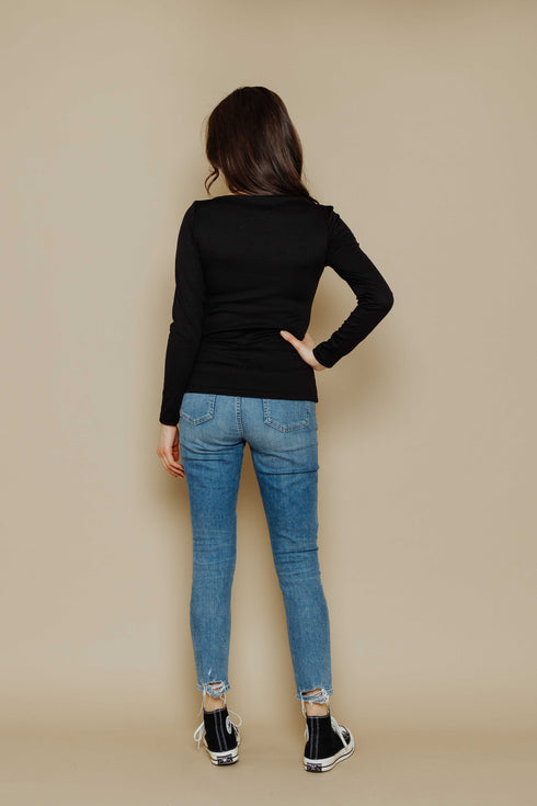 Sara-Boat Neck Long Sleeve Tee